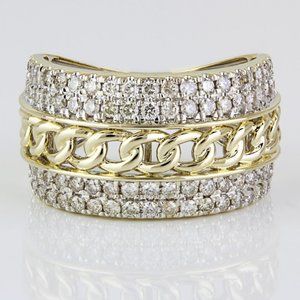 14k Yellow Gold Chain Link Diamond Wedding / Anniversary Band Cocktail Ring
